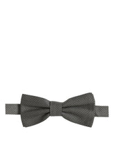 Dolce & Gabbana Men Gray Silk Patterned Adjustable Neck Papillon Bow Tie