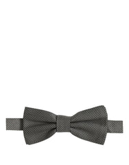 Dolce & Gabbana Men Gray Silk Patterned Adjustable Neck Papillon Bow Tie