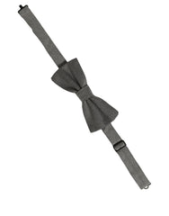 Dolce & Gabbana Men Gray Silk Patterned Adjustable Neck Papillon Bow Tie
