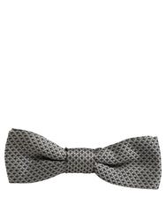 Dolce & Gabbana Men Gray Silk Patterned Adjustable Neck Papillon Bow Tie