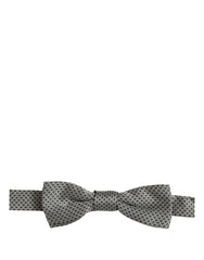 Dolce & Gabbana Men Gray Silk Patterned Adjustable Neck Papillon Bow Tie