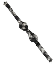Dolce & Gabbana Black White Checkered Adjustable Neck Papillon Bow Tie