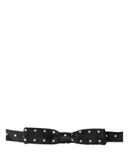 Dolce & Gabbana Black White Polka Dot Adjustable Neck Papillon Bow Tie