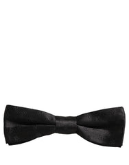 Dolce & Gabbana Men Black Floral Silk Adjustable Neck Papillon Bow Tie