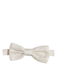 Dolce & Gabbana Men Off White Silk Adjustable Neck Papillon Bow Tie