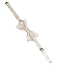 Dolce & Gabbana Men White 100% Silk Adjustable Neck Papillon Bow Tie