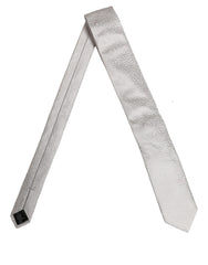 Dolce & Gabbana Men Gray 100% Silk Textured Adjustable Tied Necktie Tie