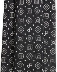 Dolce & Gabbana Men Black DG Logo 100% Silk Adjustable Tied Necktie Tie