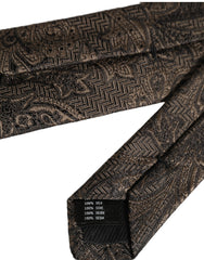 Dolce & Gabbana Men Brown Paisley 100% Silk Adjustable Tied Necktie Tie