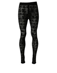 Dolce & Gabbana Black All Over Logo Print Sheer Pantyhose Underwear