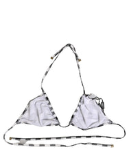 Dolce & Gabbana Black White Checkered Halter Beachwear Bikini Top