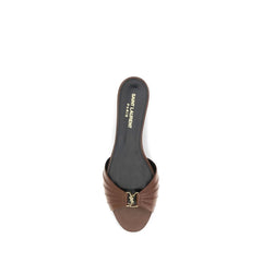 Saint Laurent Brown Calf Leather Bos Taurus Mules