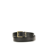 Saint Laurent Black Calf Leather Bos Taurus Regular Belt