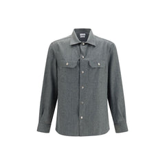 Brunello Cucinelli Gray Wool Oves Aries Dress Shirt