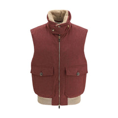 Brunello Cucinelli Bordeaux Wool Oves Aries Sleeveless Jacket