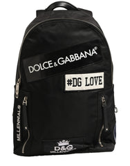 Dolce & Gabbana Men Black #DG LOVE Logo Patches Nylon Backpack Bag