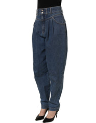 Dolce & Gabbana Dark Blue Cotton Stretch Tapered Denim Jeans