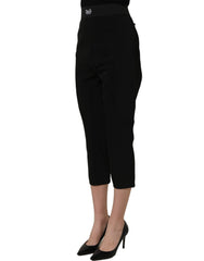 Dolce & Gabbana Black Viscose High Waist Capri Trouser Pants