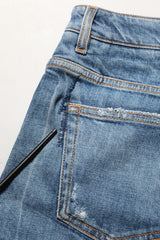 Dolce & Gabbana Blue Cotton High Rise Denim Hot Pants Shorts