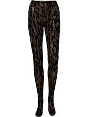Dolce & Gabbana Black Leopard Nylon Tights Stocking Pantyhose Socks