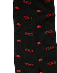 Dolce & Gabbana Black Nylon Hearts Tights Stocking Pantyhose Socks