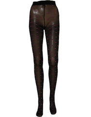 Dolce & Gabbana Black Nylon Hearts Tights Stocking Pantyhose Socks