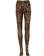 Dolce & Gabbana Brown Leopard Nylon Tights Stocking Pantyhose Socks