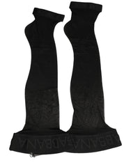 Dolce & Gabbana Black Nylon Logo Calf Long Women Accessory Socks