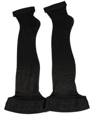 Dolce & Gabbana Black Nylon Logo Calf Long Women Accessory Socks