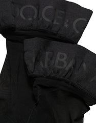 Dolce & Gabbana Black Nylon Logo Calf Long Women Accessory Socks