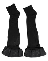 Dolce & Gabbana Black Nylon Logo Calf Long Women Accessory Socks