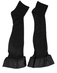 Dolce & Gabbana Black Nylon Logo Calf Long Women Accessory Socks