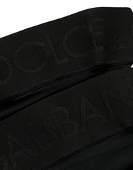 Dolce & Gabbana Black Nylon Logo Calf Long Women Accessory Socks