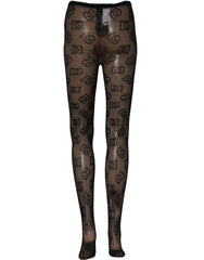 Dolce & Gabbana Black All Over Print Sheer Stretch Tights Socks