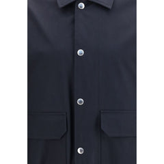 Brunello Cucinelli Blue Silk Biker Jacket