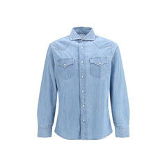 Brunello Cucinelli Blue Denim Shirt