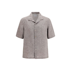 Brunello Cucinelli Gray Linen Shortsleeve Shirt
