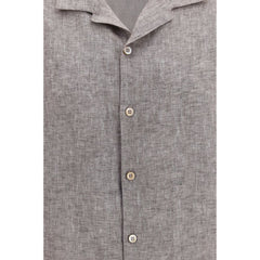 Brunello Cucinelli Gray Linen Shortsleeve Shirt