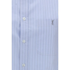 Saint Laurent Blue Cotton Pattern Shirt