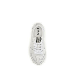 Fendi White Calf Leather Bos Taurus Athletic Sneakers
