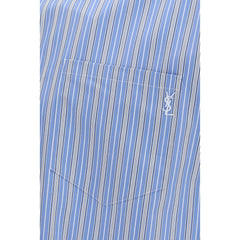 Saint Laurent Blue Cotton Pattern Shirt