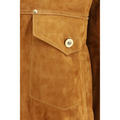 Versace Brown Lamb Ovis Aries Aries Leather Jacket