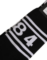 Dolce & Gabbana Black White Logo Stripes Mid Calf Accessory Socks