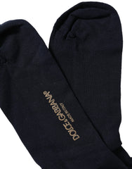 Dolce & Gabbana Men Dark Blue Viscose Over The Calf Accessory Socks