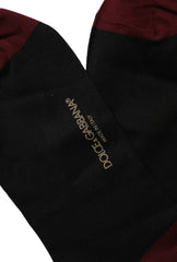 Dolce & Gabbana Men Burgundy Black Logo Mid Calf Accessory Socks