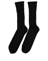 Dolce & Gabbana Men Black Cotton Distressed Mid Calf Accessory Socks