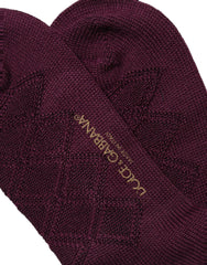 Dolce & Gabbana Burgundy Wool Crest Logo Knee High Accessory Socks