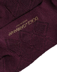 Dolce & Gabbana Burgundy Wool Crest Logo Knee High Accessory Socks