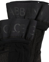 Dolce & Gabbana Black Nylon Logo Calf Long Women Accessory Socks
