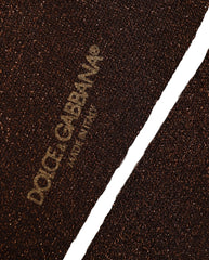 Dolce & Gabbana Dark Brown Viscose Logo Mid Calf Accessory Socks
